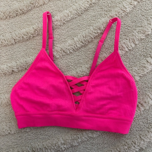 PINK Victoria Secret Weekender Seamless Bralette Neon Pink Size Medium - Picture 1 of 4
